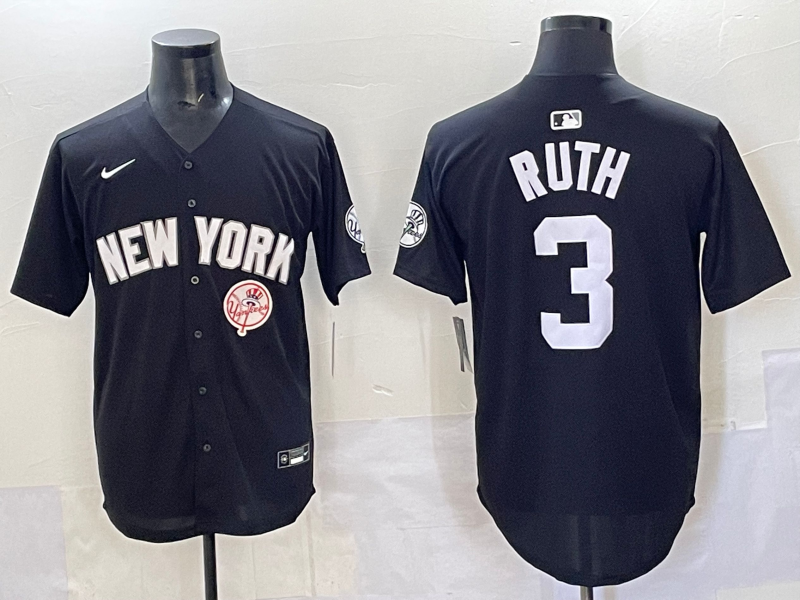 Men 2025 New York Yankees #3 Ruth black Nike MLB Jersey style 725002->new york yankees->MLB Jersey
